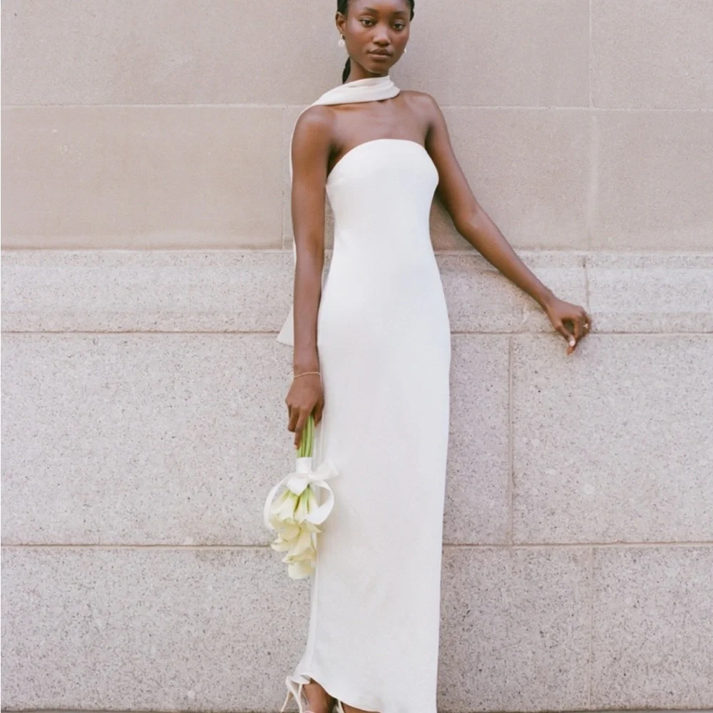 Abercrombie & Fitch Strapless Cream Maxi Dress